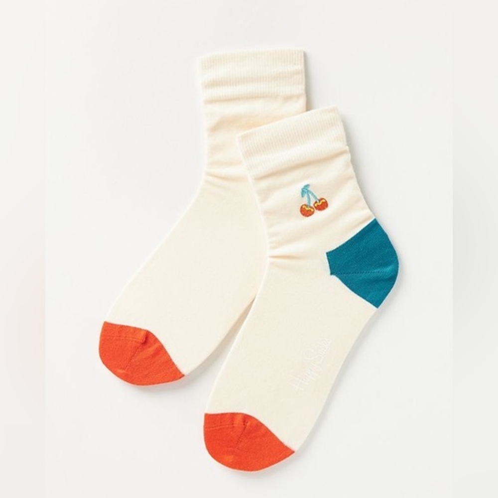 New🌟Embroidered Cherry Crew Socks